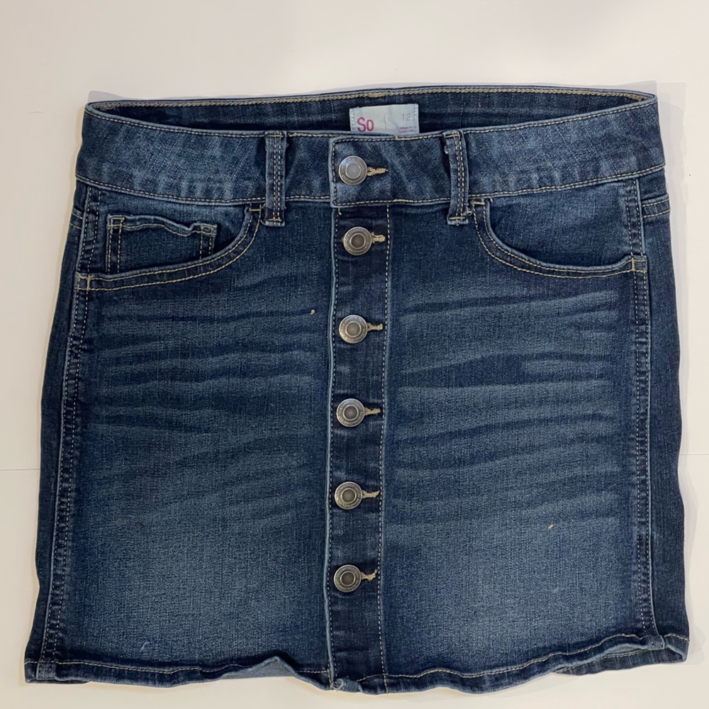 SO Girls size 12 skirt denim 5 button